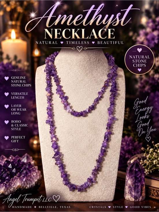 Jewelry - Purple Amethyst Stone Chip Long Layered Necklace